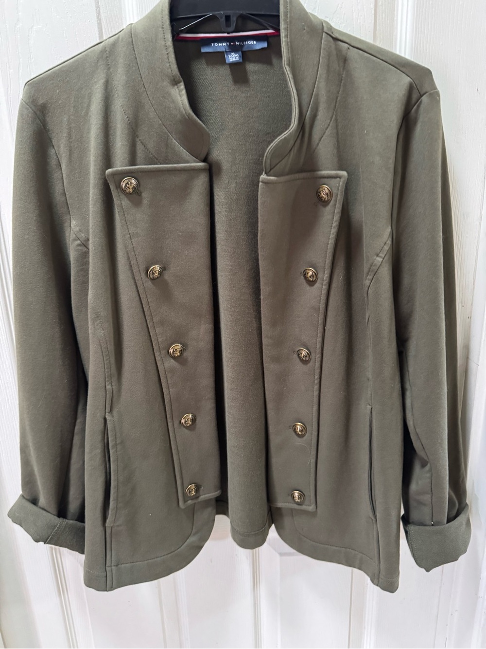 NWOT Tommy Hilfiger Olive Green Military-Style Button Jacket Size Large